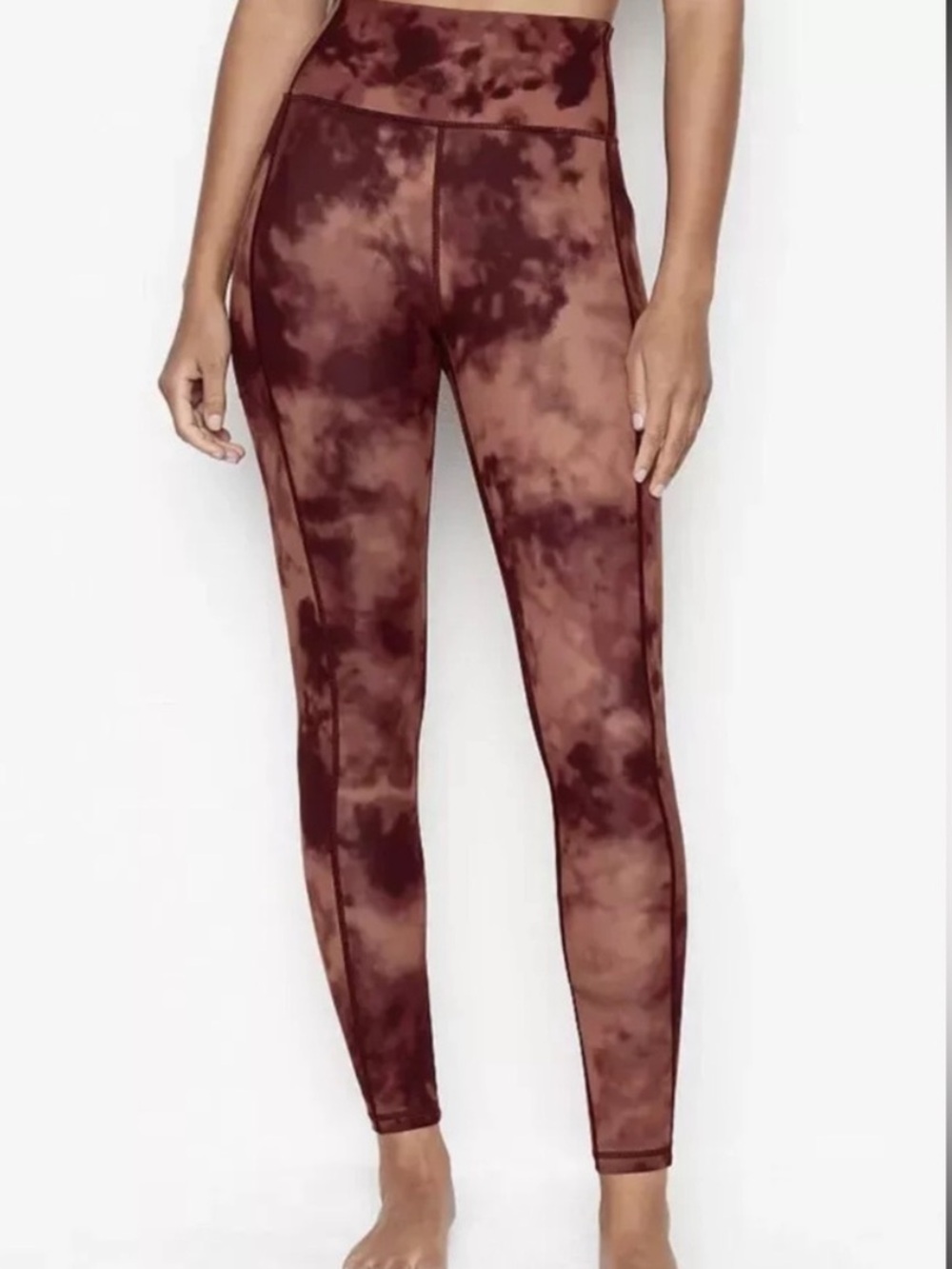 Victoria's Secret Maroon and Brown Tie-Dye Leggings